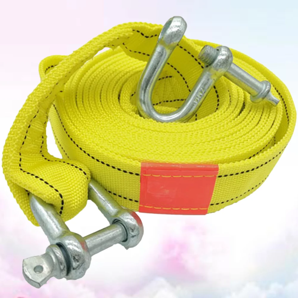 

4.8m 5 Ton Car Trailer Rope Practical Outdoor Emergency Kit Polyester Double Layers Thicken Tow Rope (Yellow)