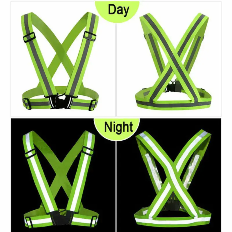 2019 Reflective Vest Visibility Safety Strap Cycling Jogging Running Adjustable Clothing Striped Belt Night | Аксессуары для