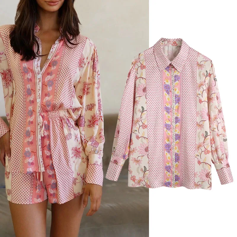 

Xypskh Za, Новинка осени 2021, Модные свободные блузки с цветочным принтом, винтажные женские рубашки с длинным рукавом и пуговицами, блузы, шикарн...