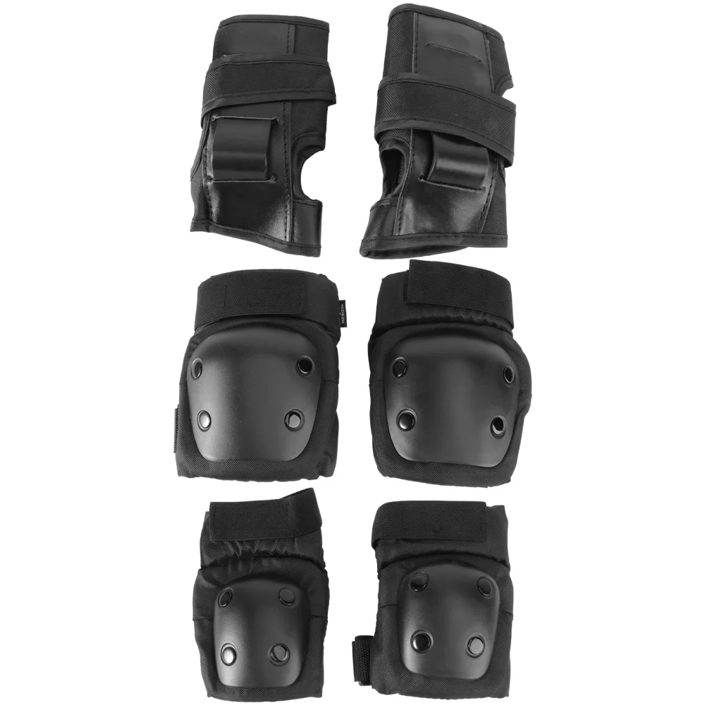 

6pcs Skating Defense Supplies Elbow Guard Kneecap Wrist Guard Sports Outdoor Sports Protectors for Kid Adult (Black S Size Below