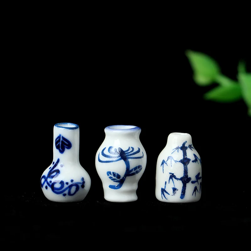 

3 шт./компл. 1:12 миниатюрный мини-керамическая ваза Кукольный дом декоративный аксессуар украшения миниатюрный фарфор