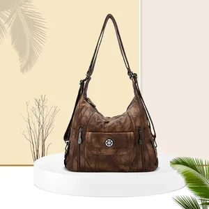 Women Bags Fashion PU Leather Handbag Roomy Shoulder Purse Pack Multipockets Crossbody Bag Ladies Satchel Large Zipper Hobos
