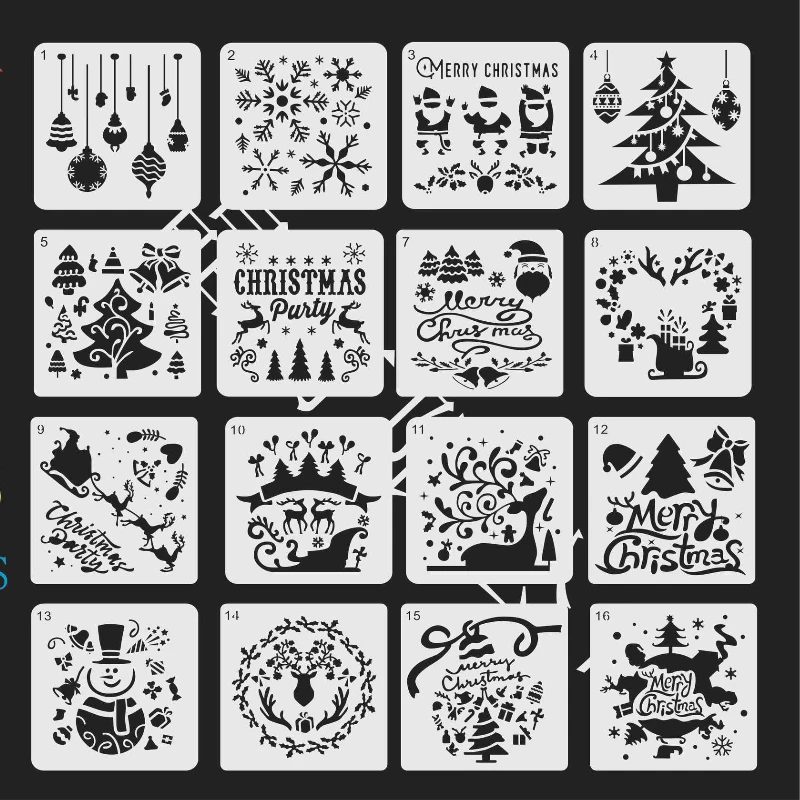 

16pcs/set Stencils DIY Drawing Template Painting Scrapbooking Paper Card Embossing Album Decorative Craft