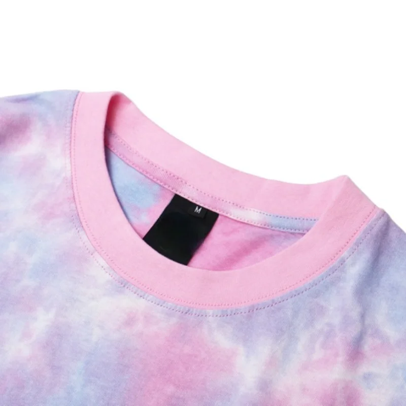 

2021 New Arrival Tie Dye Classic Wink Smiley Printing T Shirt Women Female Short Sleeve Loose Couples Tshirts Femme Printemps
