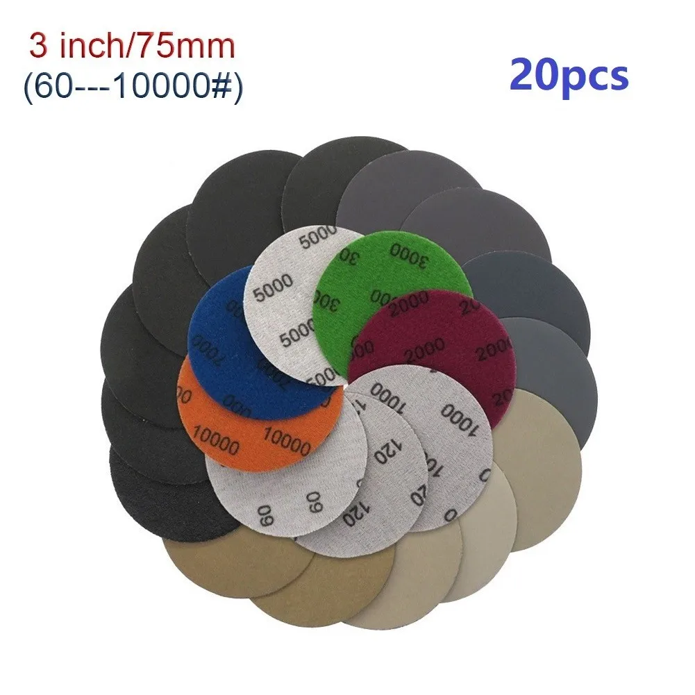 

20pcs Sandpaper 3 Inch/ 75mm For Polishing And Wood Products Silicon Carbide