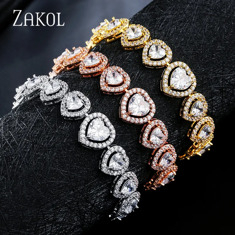ZAKOL Романтический кубический цирконий сердце любовь мода Сладкий Свадебный
