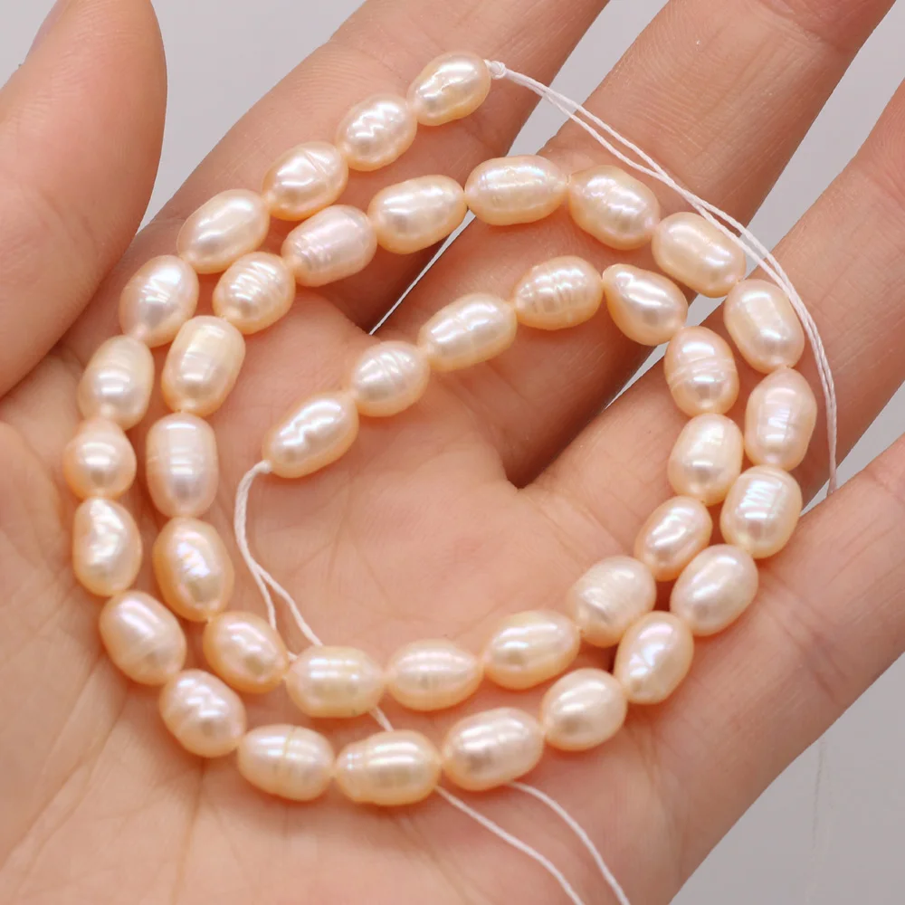 

Fine Natural Freshwater Pearl Beads 5/6/7/8mm Grade A Rice Shape Loose Hole Beads for Jewelry Making Necklace Bracelet Gifts