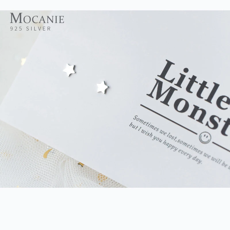 

Mocanie Fashion 925 Sterling Silver Minimalist Style Lovely Star Stud Earring for Women Korea Style Ear Pin Fine Jewelry Brincos