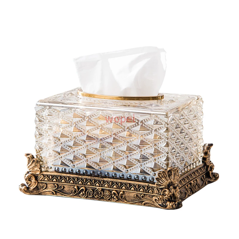 

Classical Tissue Box Removable Tissue Boxes Dinner Table Napkin Holder Crystal Paper Towel Organizer Box Vintage Home Decor