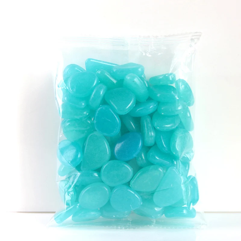 Blue 50 шт./компл. Аквариум Украшение светится в темноте камень аквариум аксессуары искусственная светящаяся галька камень дорожки Декор - Цвет: Blue