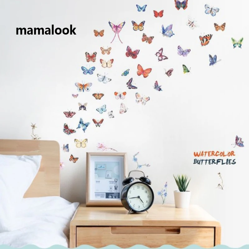

Watercolor Butterfly combination wall sticker Living room bedroom cabinet wedding decoration Home Decor Butterflies Stickers