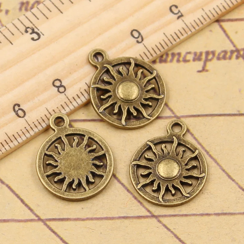 

25pcs Charms Sun Sunburst 20x16mm Antique Bronze Silver Color Pendants Making DIY Handmade Tibetan Finding Jewelry For Bracelet