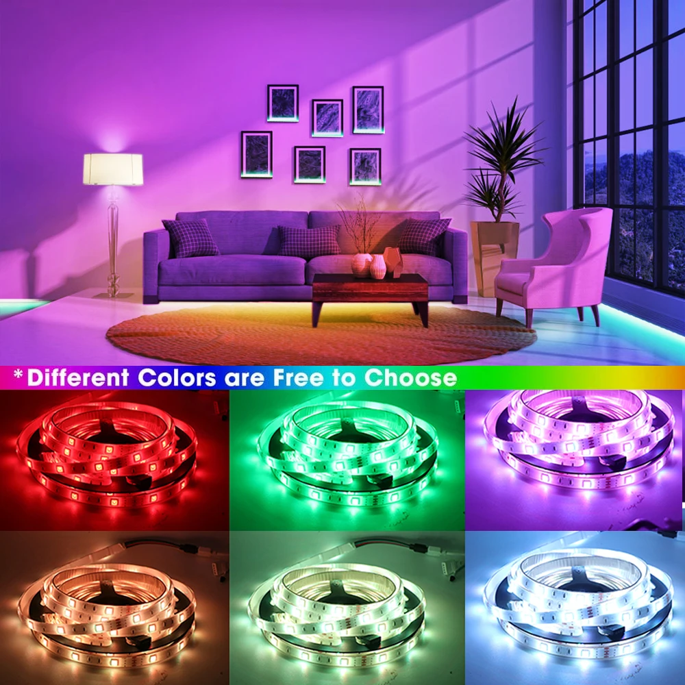 Светодиодная лента RGB 5 м 10 12 В постоянного тока SMD 5050 2835 60 светодиодов/метр гибкая