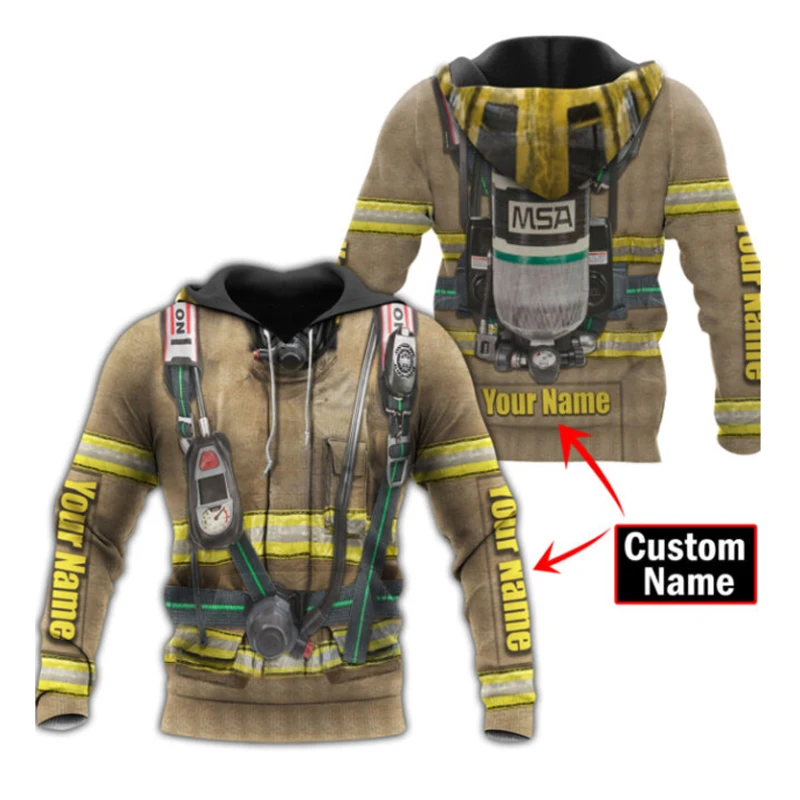 

Customized Your Name Love Firefighter Zipper Hoodies Autumn Fashion Sweatshirt Unisex Harajuku Casual Jacket