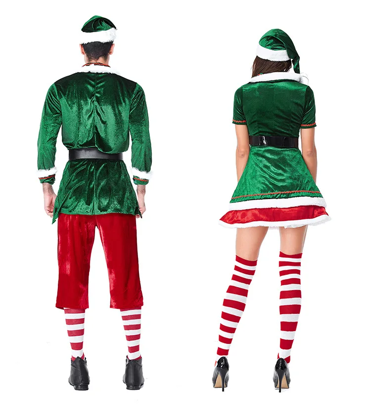 Deluxe Lovers Santa Claus Christmas Costume Cosplay Green Elf Fancy Dress | Тематическая одежда и униформа