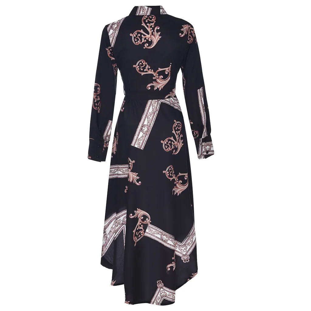 Осенне зимнее женское платье рубашка SAGACE с длинным рукавом и боковым подолом