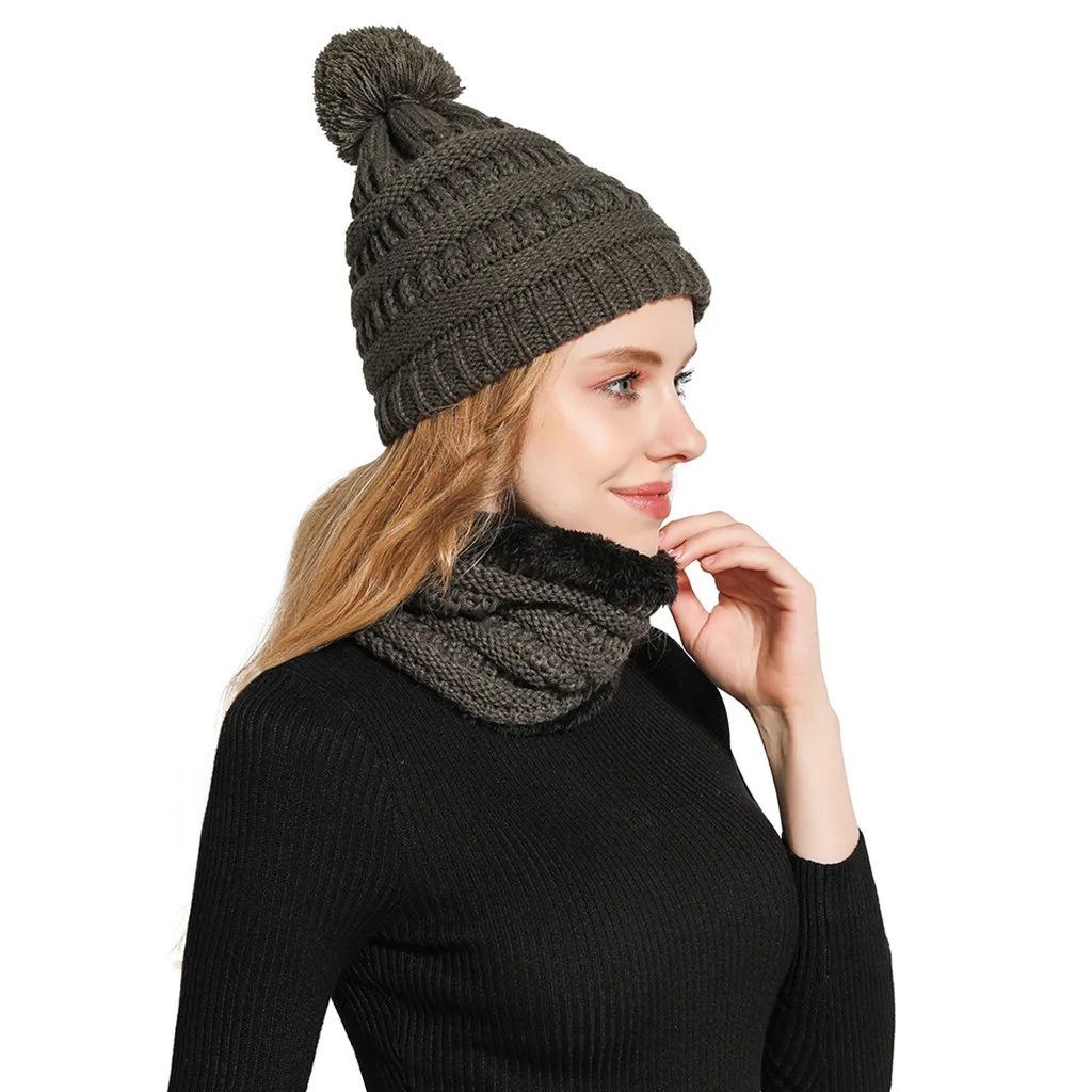 Зимние шапки для женщин и шарфы унисекс зимняя утепленная шерстяная теплая шапка