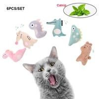 6pcsset 11cm cute plush cat toy kawaii pet dog plush dolls toys kitten interactive catnip toys dinosaur bear crocodile cat toys