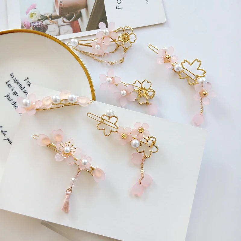 Японский маленький свежий зажим для волос HM025 женщин милые розовые вишневые