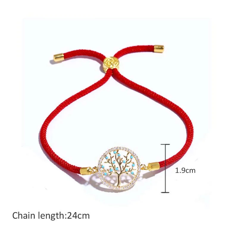 Женский и детский браслет Cpop с подвеской из красных нитей золотым горным