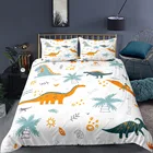 3D пододеяльник наволочка с рисунком динозавра из мультфильма милый животных для детей от двух до восьми Детский Комплект постельного белья один Двойной Твин Размеры