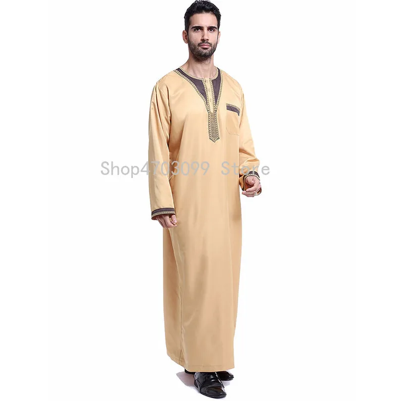 Arab Muslim Clothing for Men Turkey Male Galabia Thobe Arabic Islamic Abayas Pakistan Dubai Indian Loose Kaftan Robe Prayer Suit