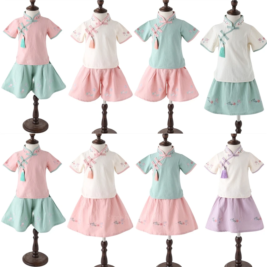 Комплект детской китайской одежды 8 цветов традиционная вышивка новогодний