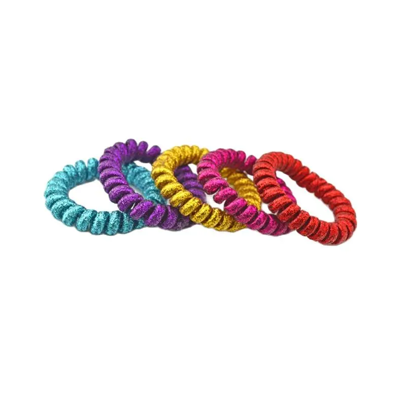 

5PCS Lot Random Color Fabric Telephone Wire Hair Band Wrapped Cloth Holder Elastic Phone Cord Line Tie