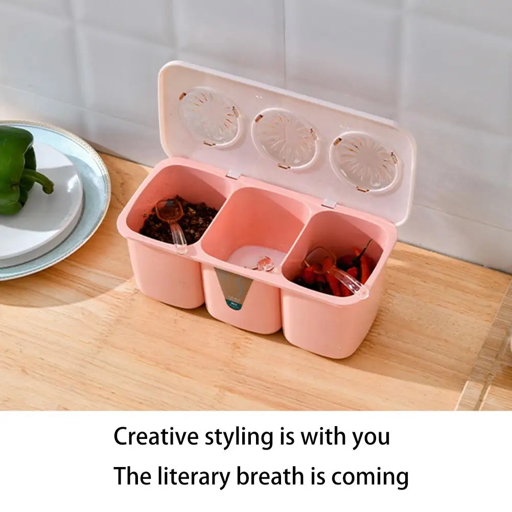 3 в 1 контейнер для соли и перца с крышкой | Дом сад