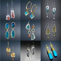 2020 new fashion indian tribe dangle earrings for women female jewelry metal brincos resin ethnic long drop earring accessories
