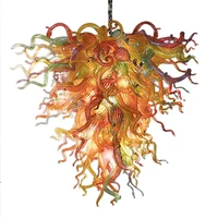high hanging modern murano glass chandelier multi color art led lighting hand blown glass chandeliers the hotel hall decor