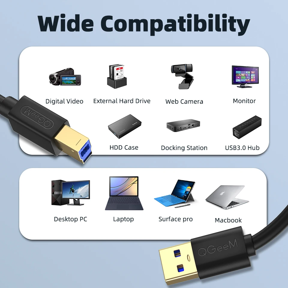 Кабель USB 3 0 типа A папа B кабель Супер Скоростной синхронизации данных печати 2 м