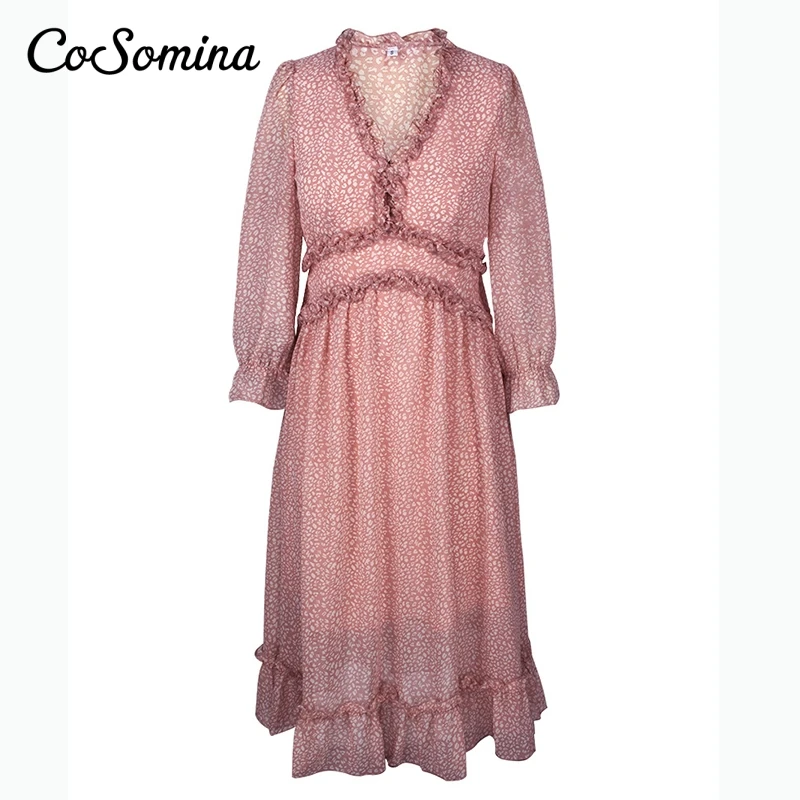 Платье CoSomina женское с V-образным вырезом элегантное богемное ТРАПЕЦИЕВИДНОЕ