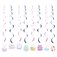 16pcs easter party decor swirl banner pvc easter eggs rabbit spiral pendant wall hanging decoration happy easter party supplies