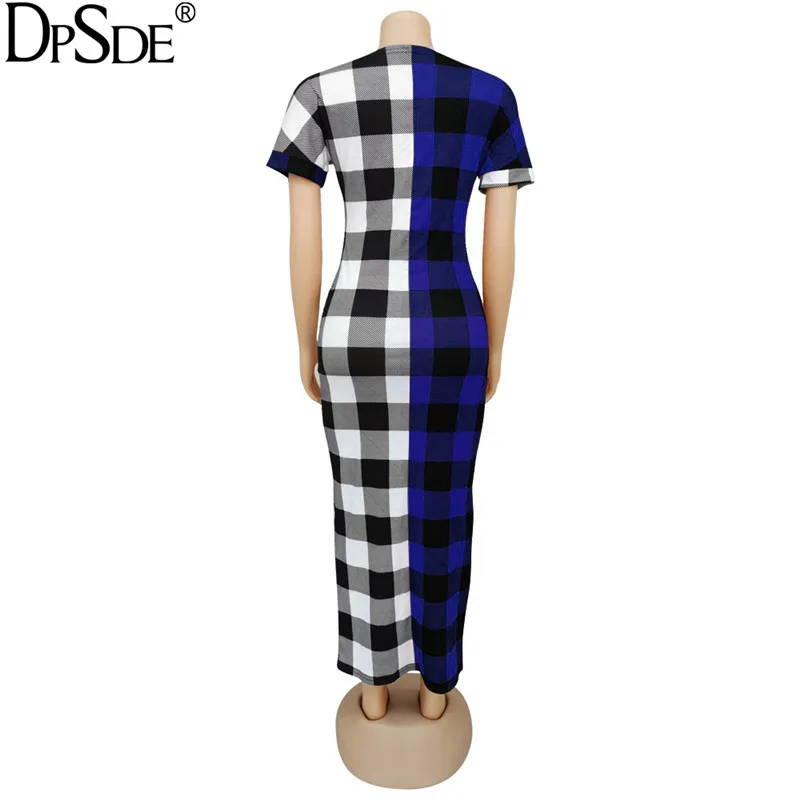 Модное облегающее платье DPSDE с О образным вырезом красного и синего цвета Осеннее