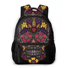 Рюкзак День мертвых с черепом для девочек и мальчиков, темный дорожный ранец для подростков, школьная сумка для взрослых