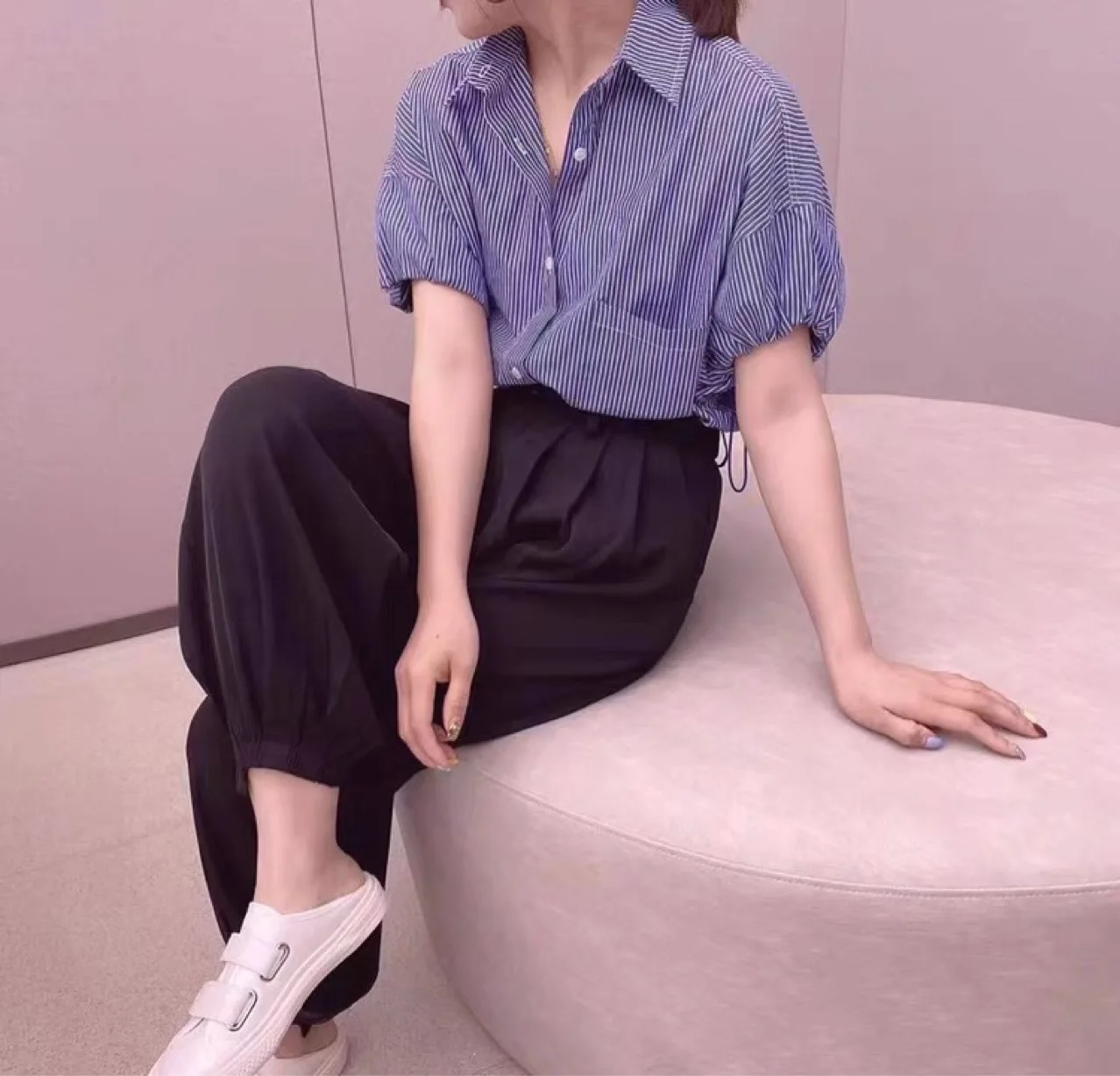 

2021 Summer New Korean style Striped Short Sleeve Shirt Loose Comfortable Fashion Top Women