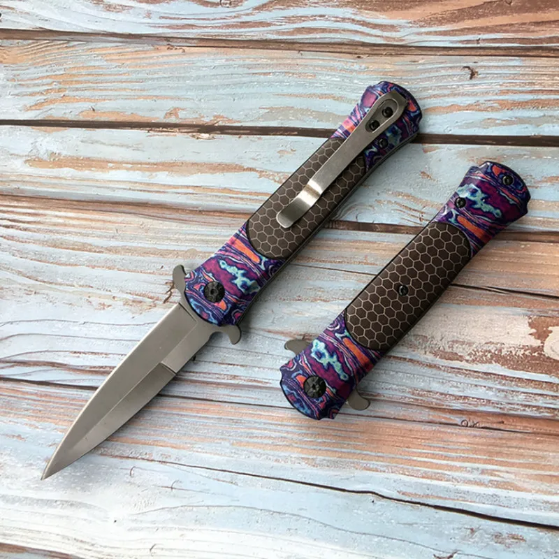 Спиннер нож для фруктов радужного цвета маленький складной кемпинга и отдыха на