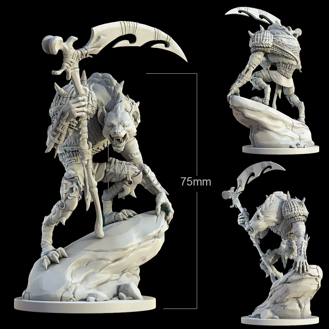 

75mm Resin Model Werewolf Wolf Sentry Figure Unpainted No Color DW-021