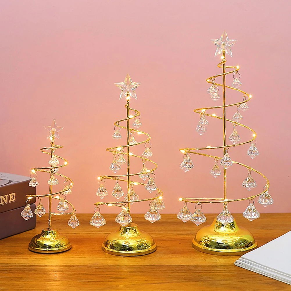 Рождественская елка спиральный хрустальный светильник светодиодная настольная