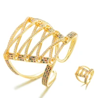 kellybola luxury women bridal wedding ladies wide shoelace bangle ring set 2pcs for full micro cubic zirconia noble jewelry