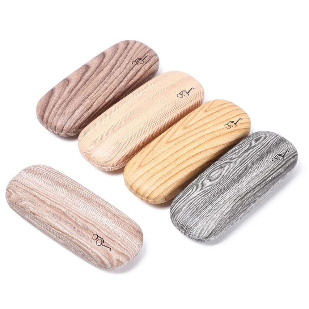 Модный футляр для очков с текстурой древесины женщин и мужчин жесткий кожаный