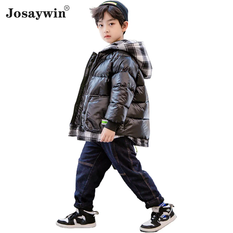 

Winter Down Jacket for Boys Kids Hooded Parka Thick Warm Teenager Coat For Boys Jacket Patchwork Children Clothes Jacket 2020