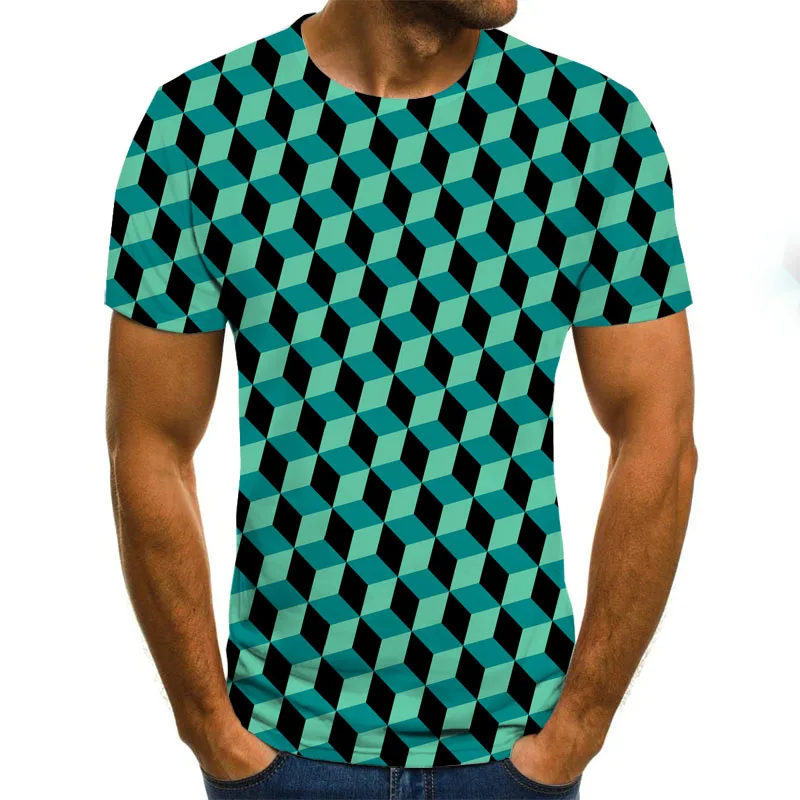 

Summer 3D Three-Dimensional Psychedelic T-Shirt Men's Fashion Vertigo Printing Top Harajuku Hip-Hop Street Clothing
