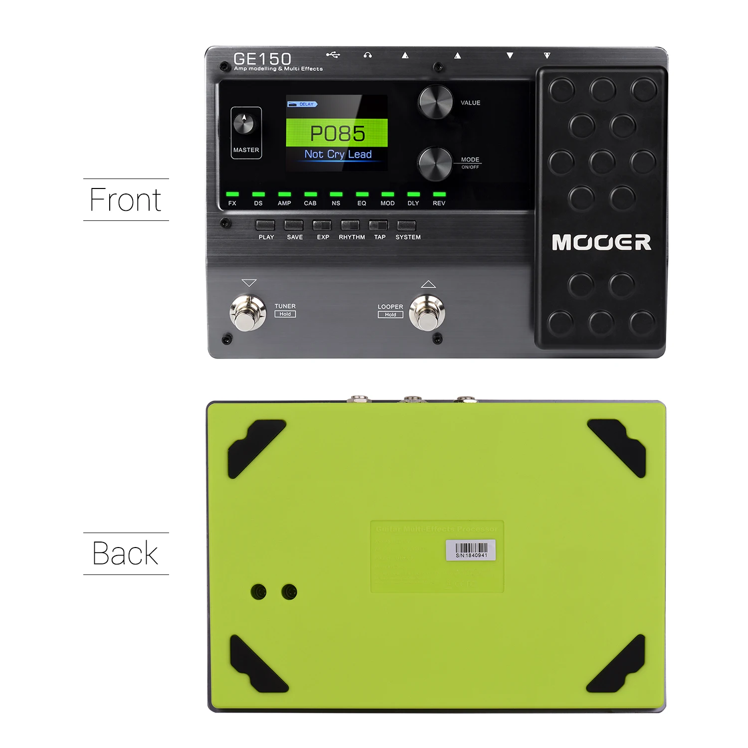 MOOER GE150 Guitar Multi-Effects Pedal Digital Tube AMP Modelling 80S Processor 55 Models 9 Effect Types Loop Recording |