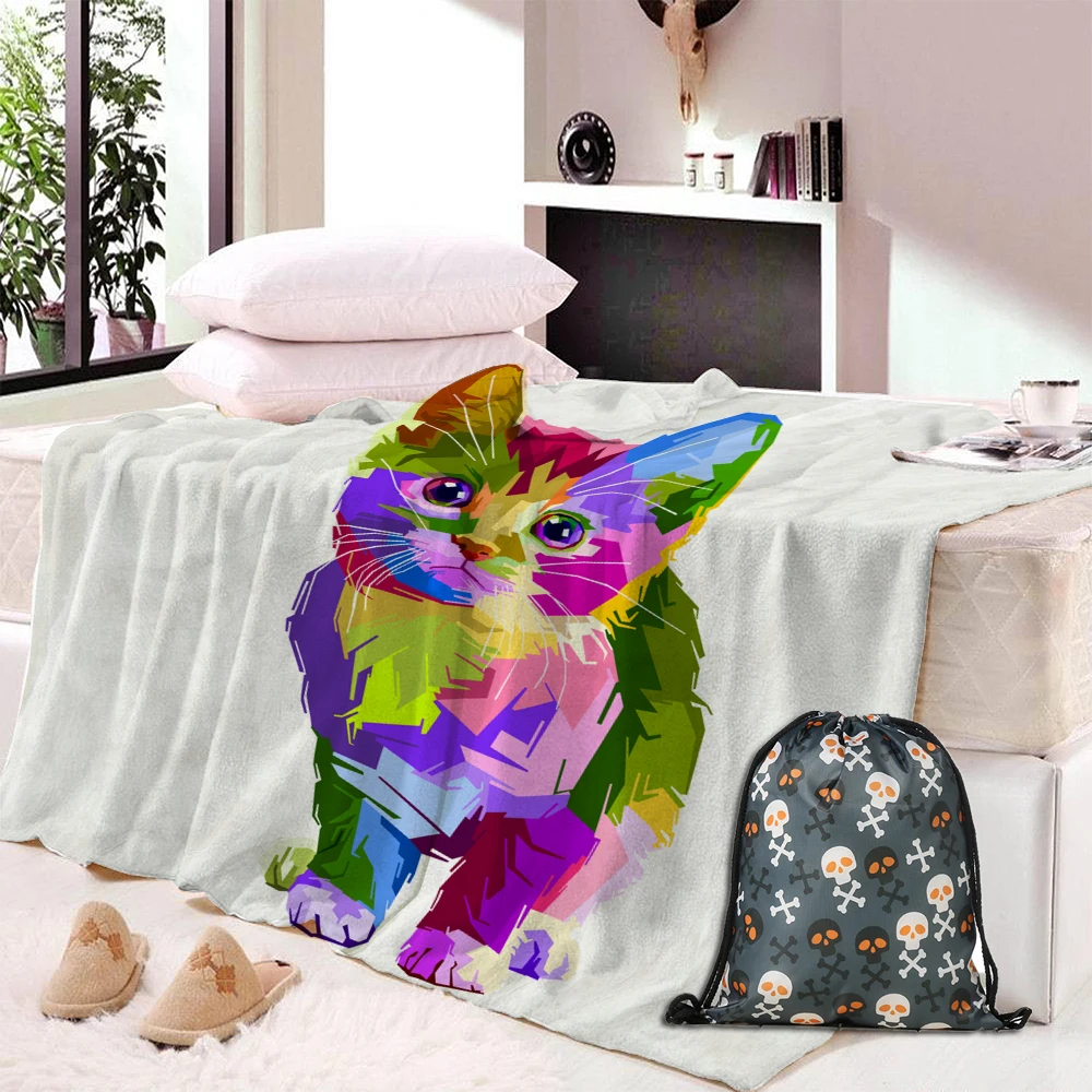 Супер мягкое и удобное бархатное плюшевое покрывало для сна с изображением кошек