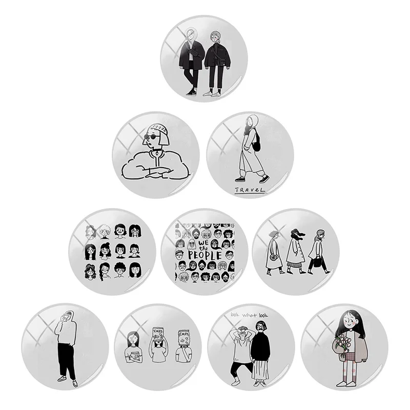 

We the people Travel Girl Cartoon Photo 12/15/16/18/20/25/30mm Round Glass Cabochon Dome Flat Back For DIY Jewelry Making