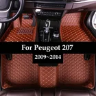 Кожаные автомобильные коврики, подходящие для Peugeot 207, 2009  2014, индивидуальные подставки для ног, чехол автомобильный коврик