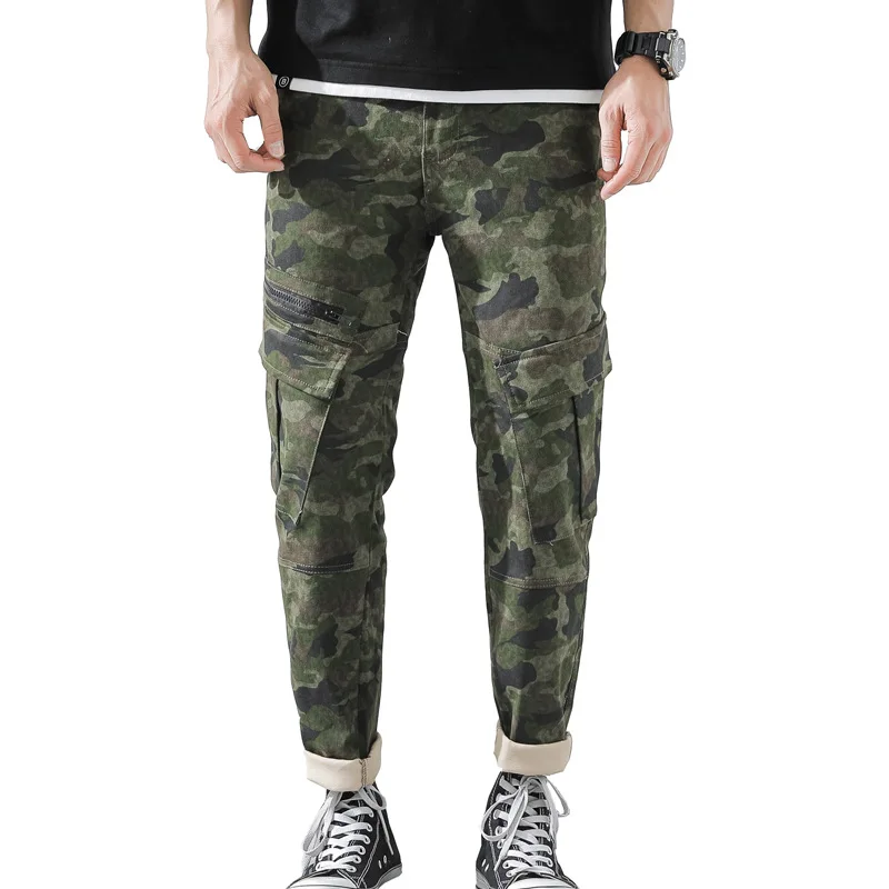 

2021 Spring New Men's Clothing Small Feet Camouflage Pants Beam Foot Overalls Outdoor Casual Pants Trendy Men's Army Pants