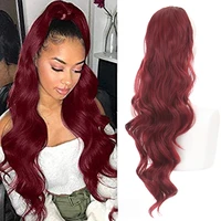 difei long red drawstring wavy ponytail hair synthetic ponytail extension african american for women wavy ponytail